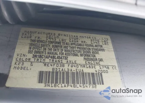 2011 Nissan Versa 1.8S из США, поврежденный, VIN 3N1BC1AP4BL454732